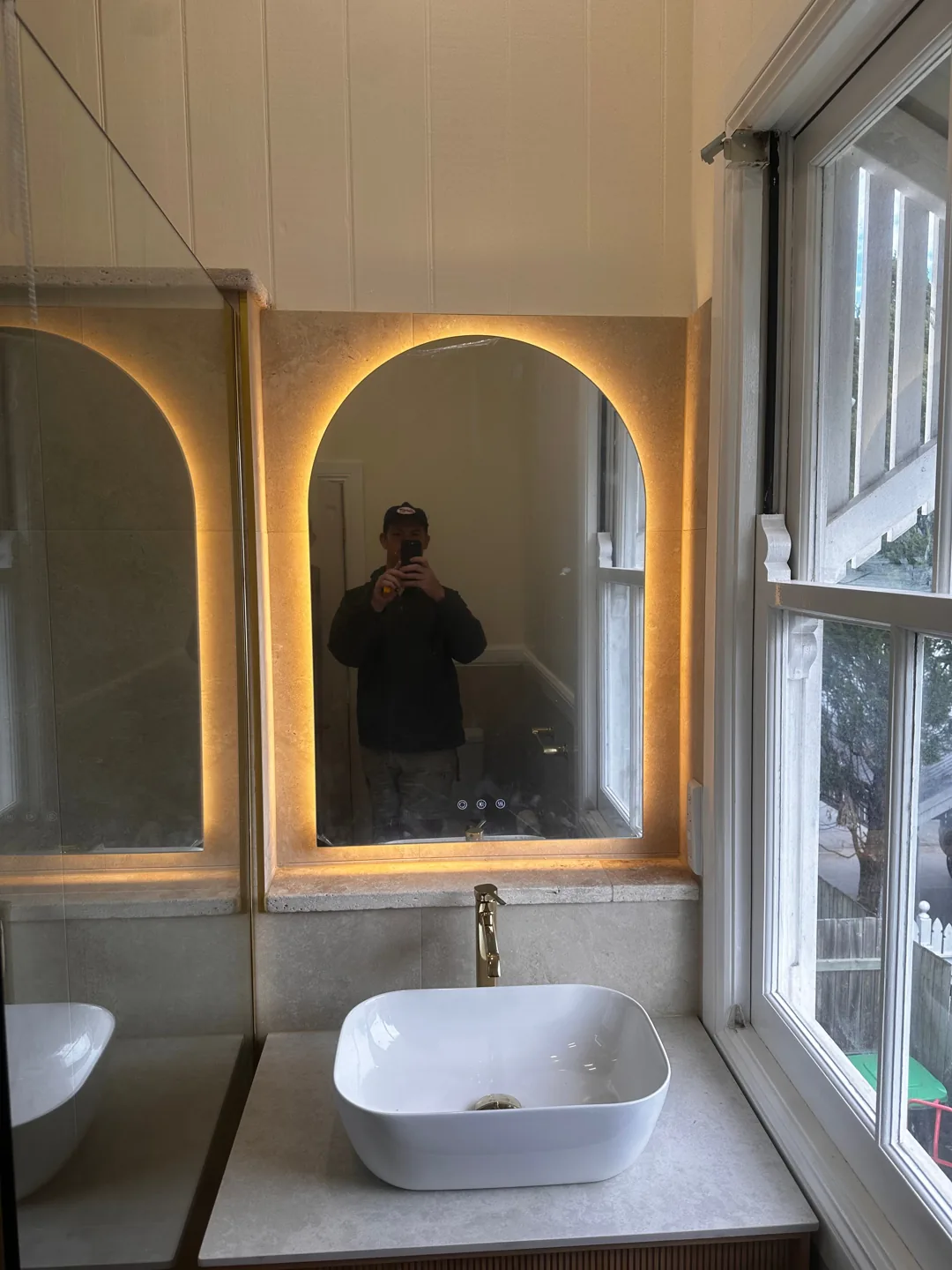 Bathroom illuminated mirror installation by Dawkins Electrical